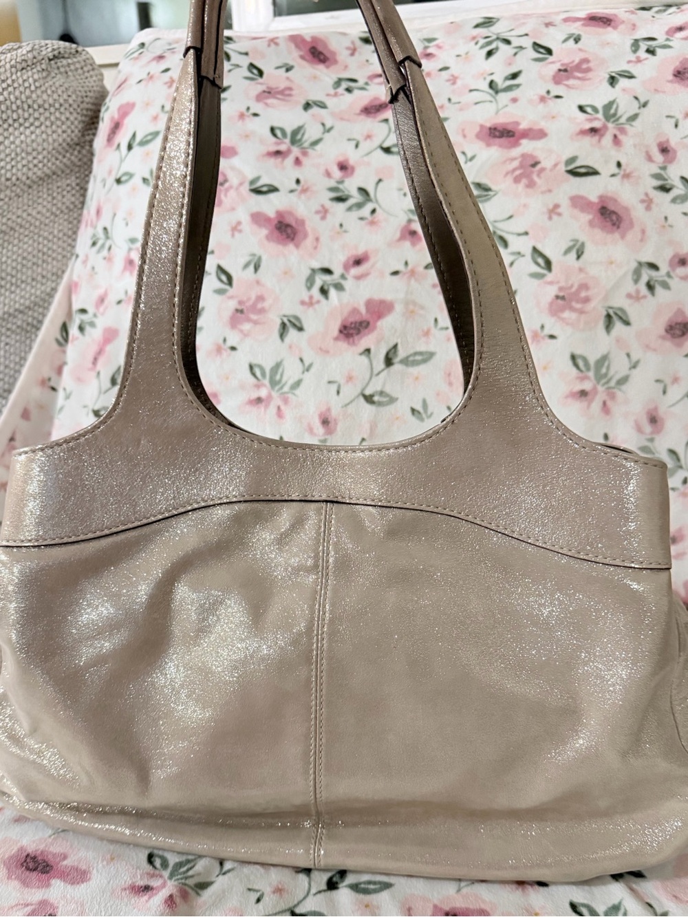Coach Shimmer Leather Tote Bag in Champagne Ergo Lexi - Picture 2 of 5